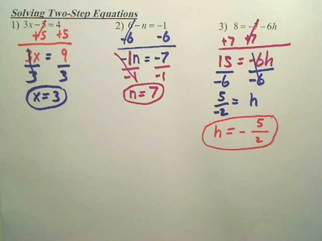 2 steps equation worksheet