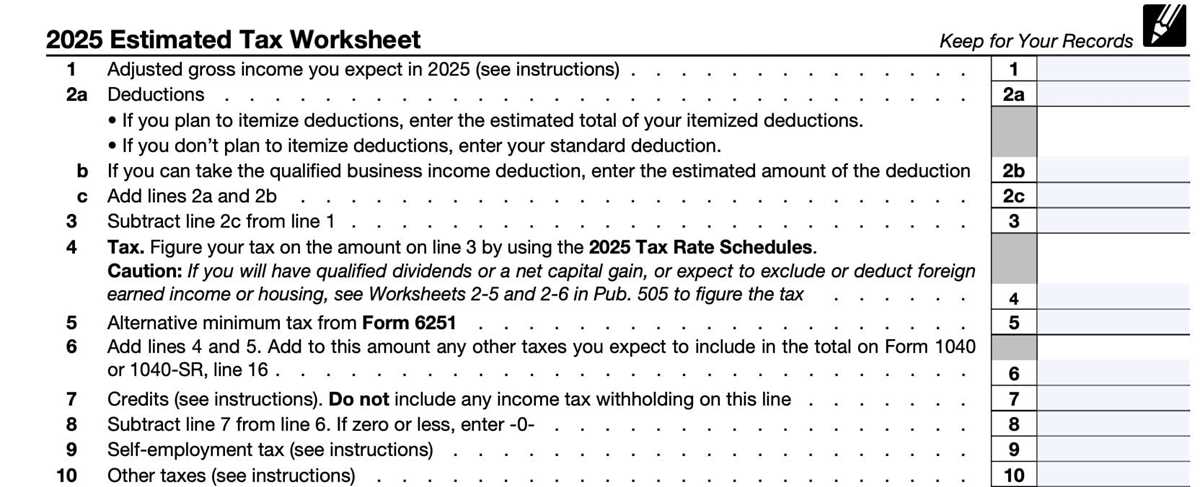 2026 ca estimated tax worksheet