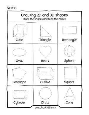 2d shapes tracing worksheet