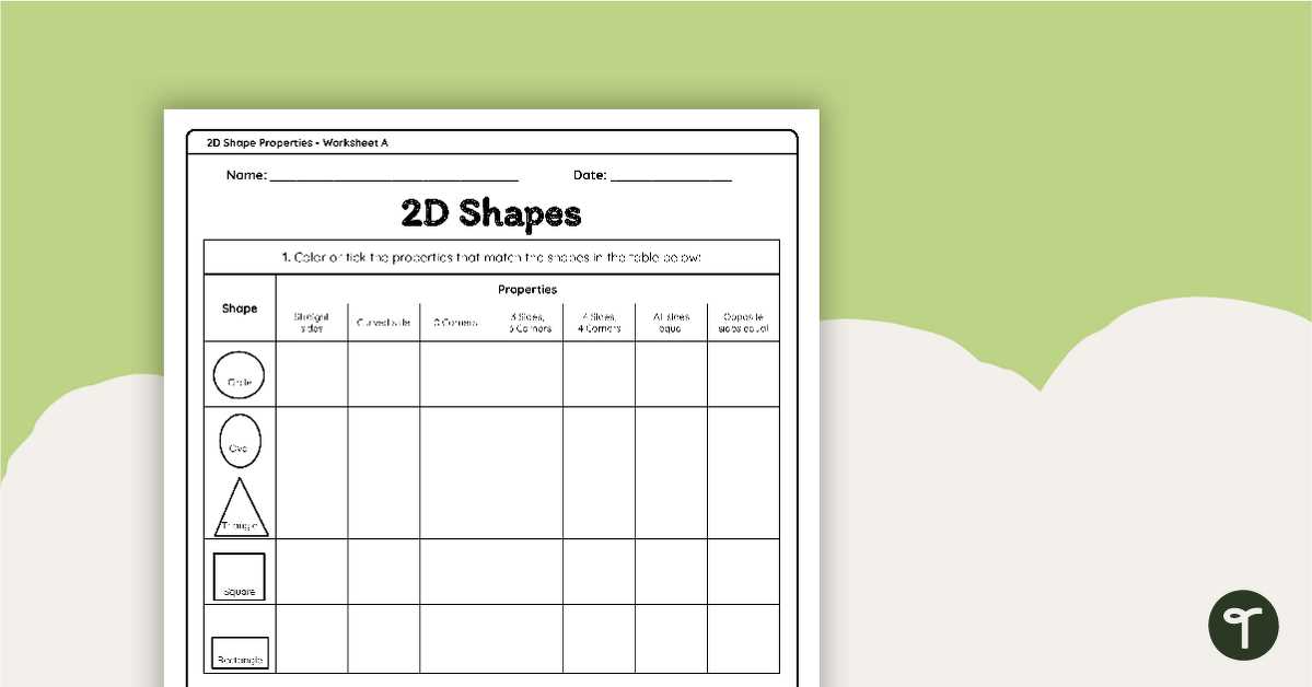 2d shapes worksheet