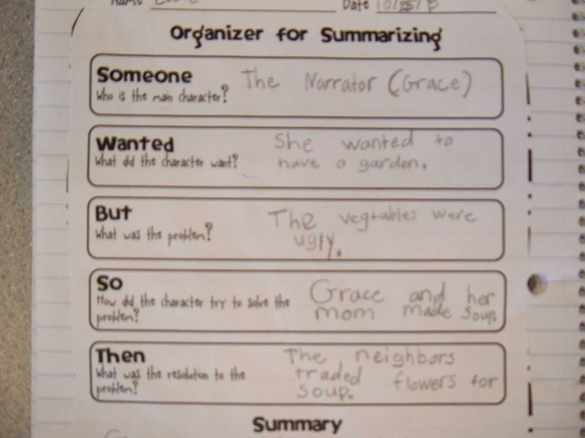 2nd grade summarizing worksheets