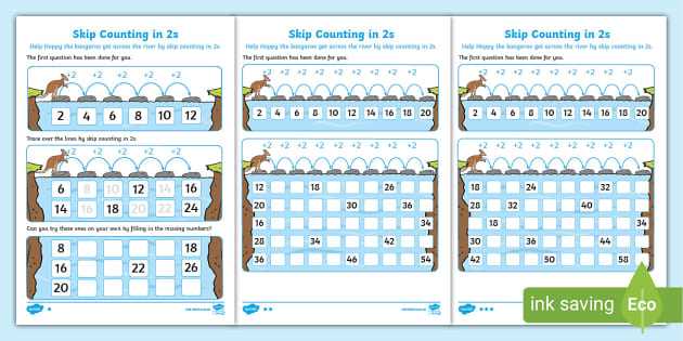 2s skip counting worksheets