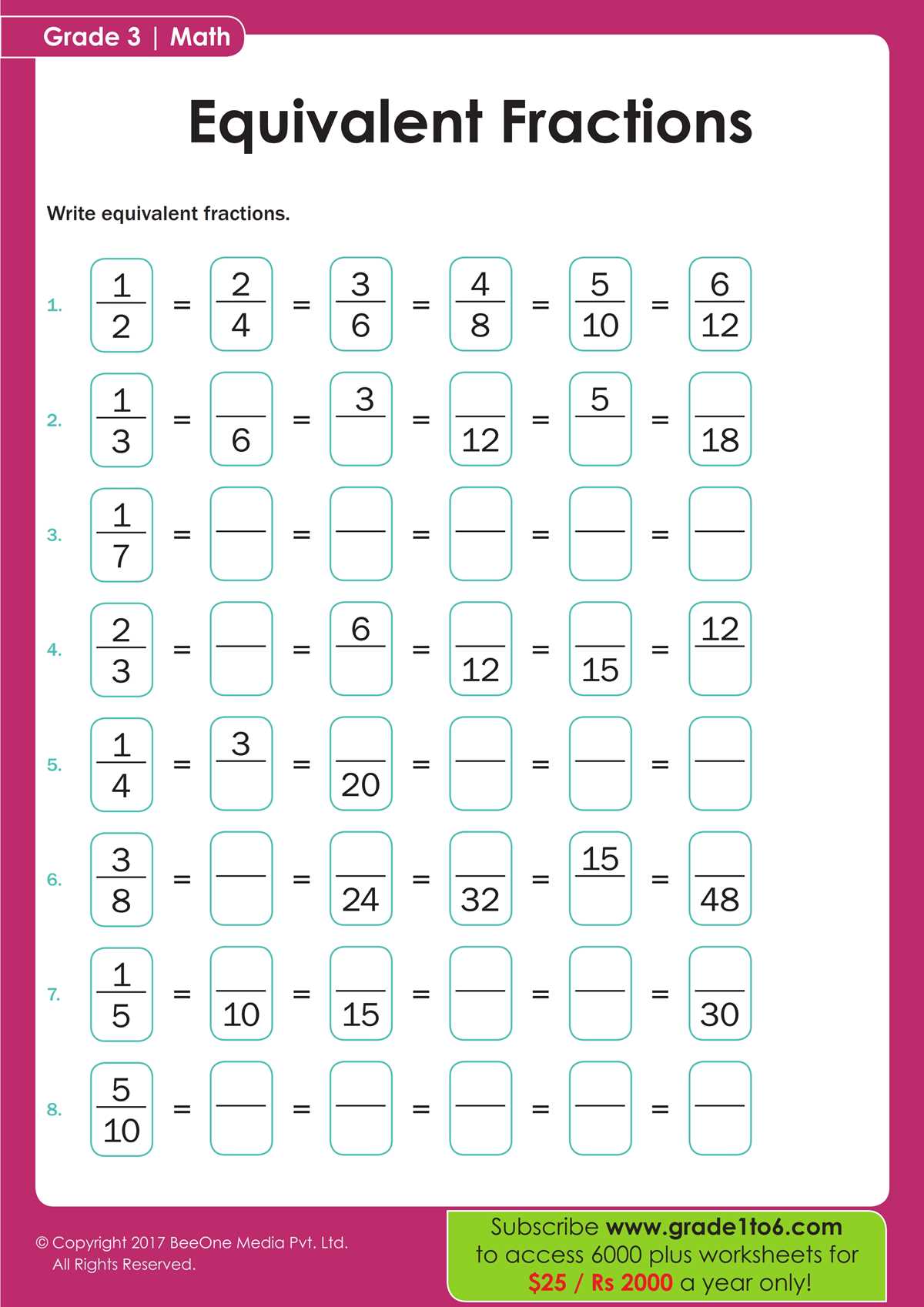 3 grade worksheets