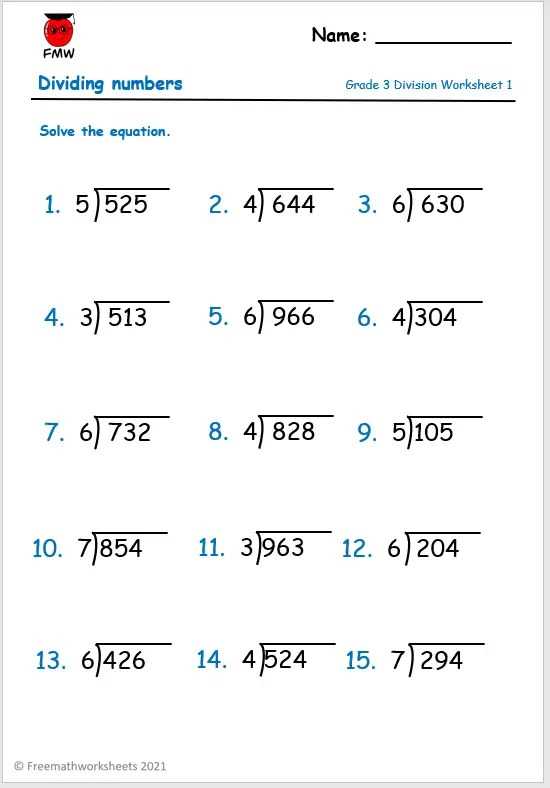3 by 1 division worksheets