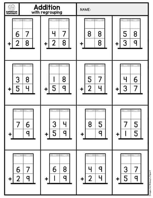 3 digit addition with regrouping worksheets