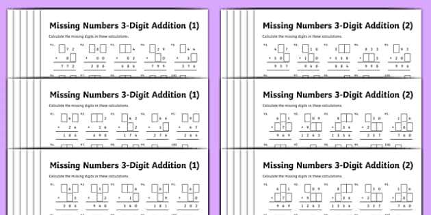 3 digit addition worksheet