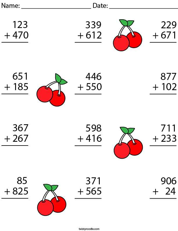 3 digit addition worksheets