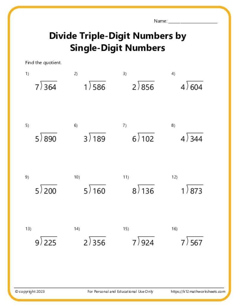 3 digit divisor worksheets