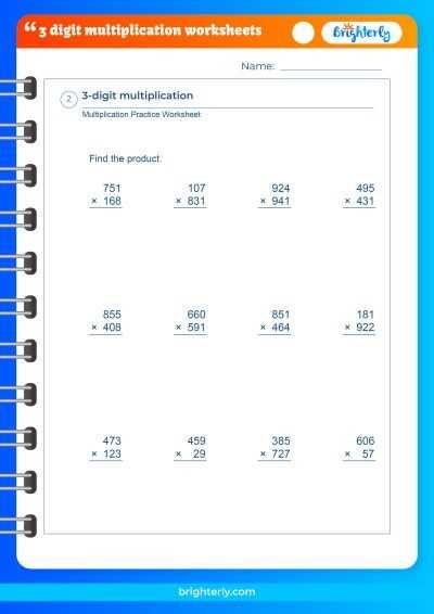 3 digit multiplication worksheets