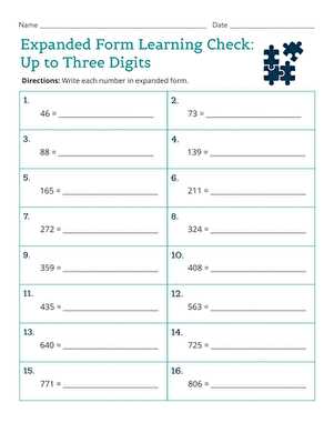 3 digit number expanded form worksheets