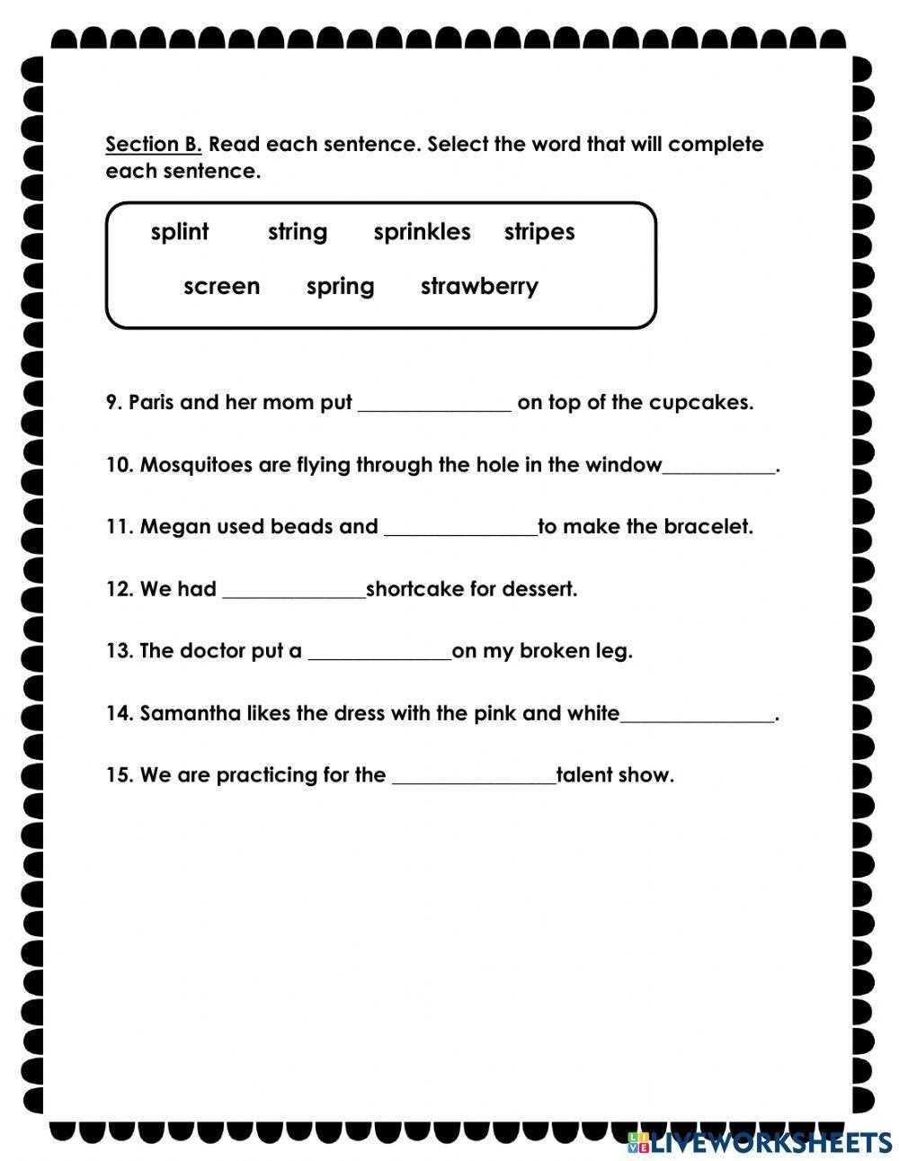 3 letter blends worksheets