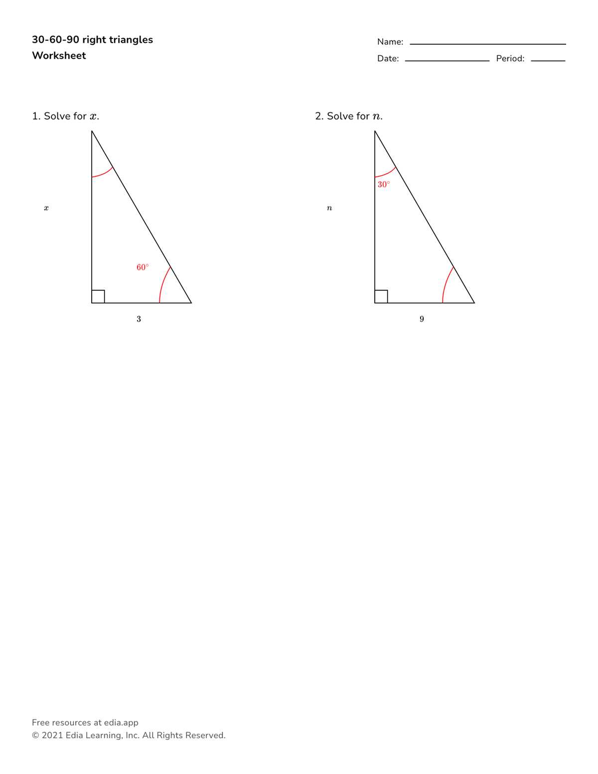 30 60 90 worksheet