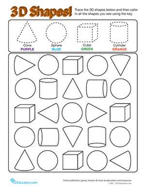 3d dimensional shapes worksheets