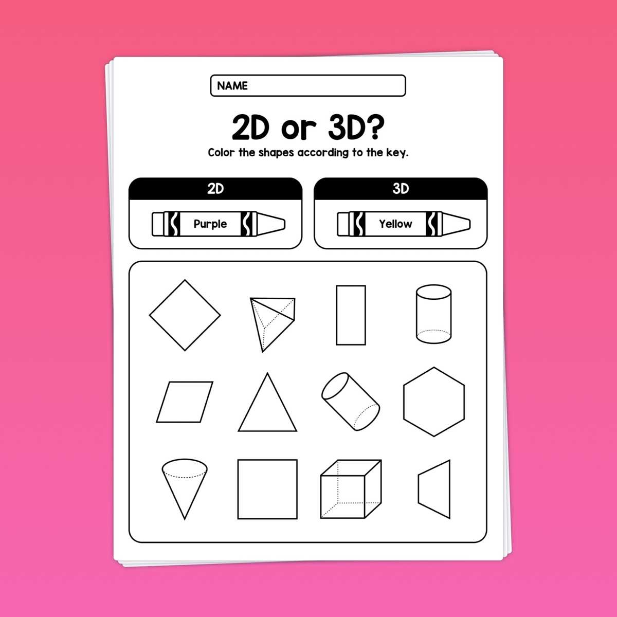 3d shape worksheets
