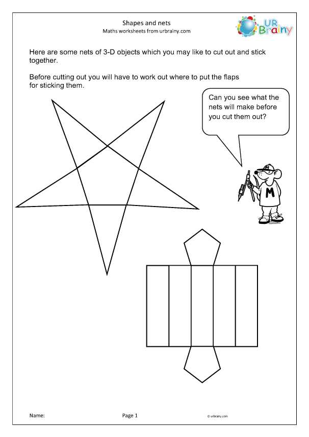 3d shapes and their nets worksheet