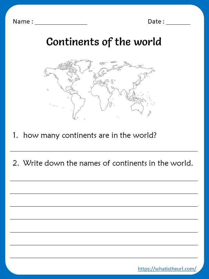 3rd grade continents and oceans worksheets
