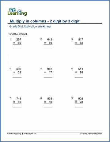 3rd grade math multiplication worksheets