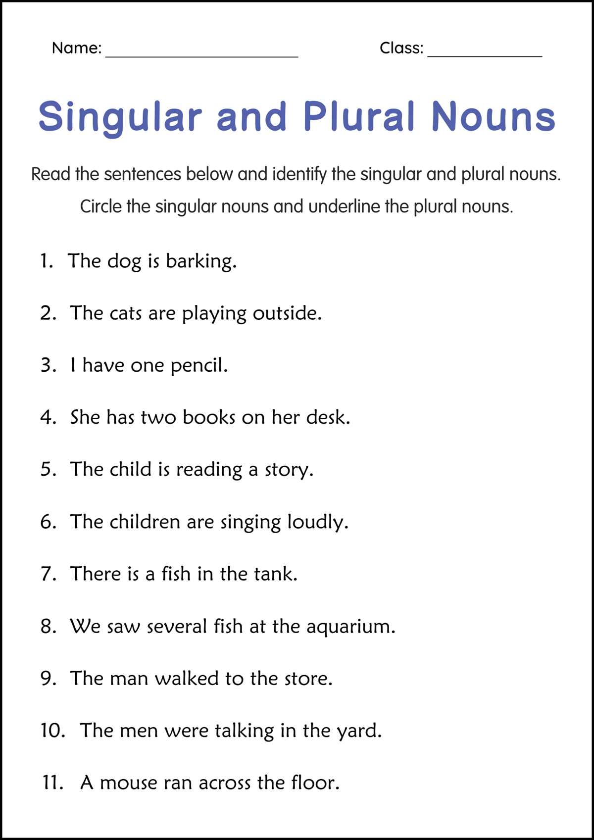 3rd grade noun worksheets