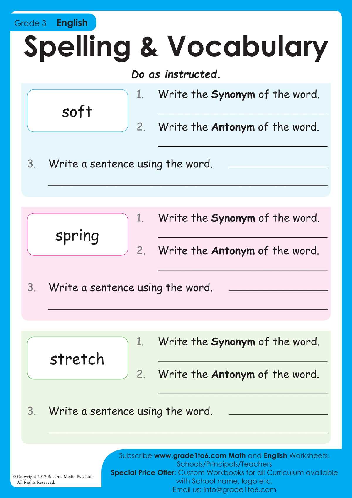 3rd grade synonyms worksheet