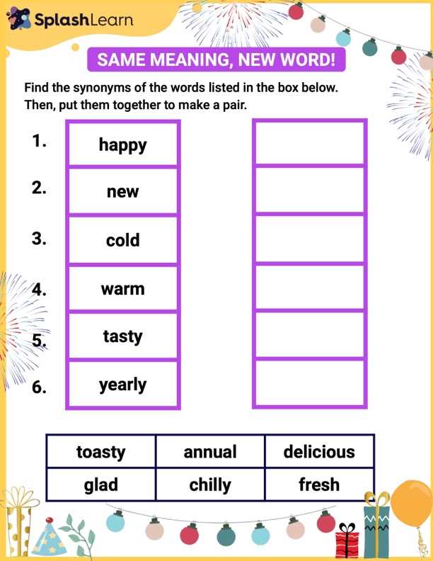 3rd grade synonyms worksheet