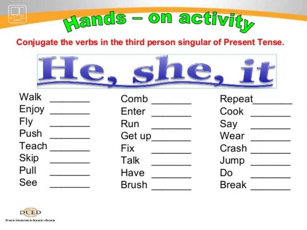 3rd person verbs worksheet