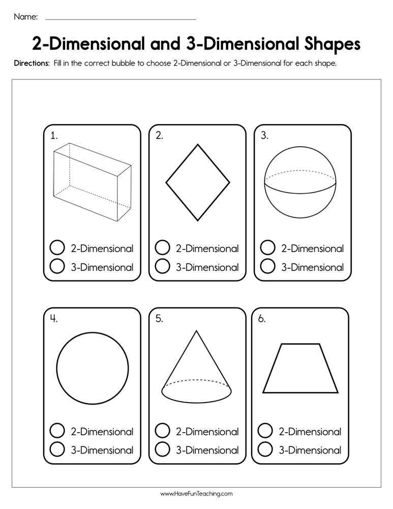 3d dimensional shapes worksheets