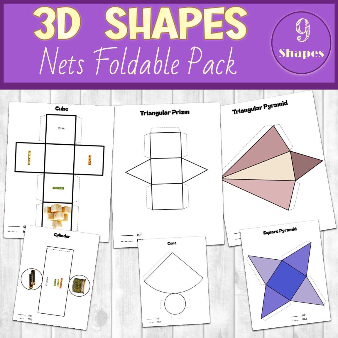 3d shapes folding worksheets