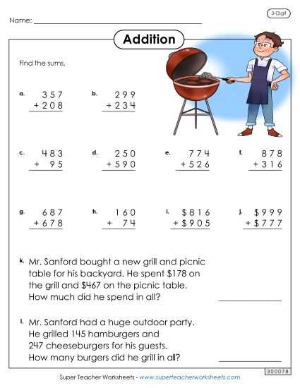 3rd grade math computation worksheets