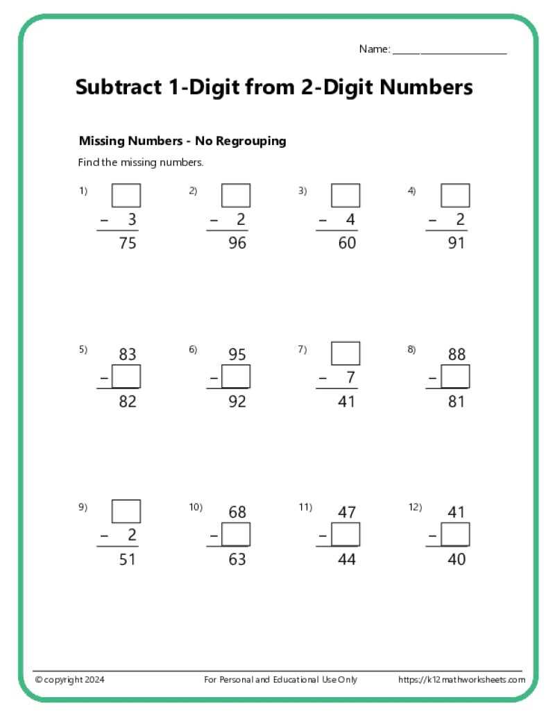 3rd grade math subtraction worksheets
