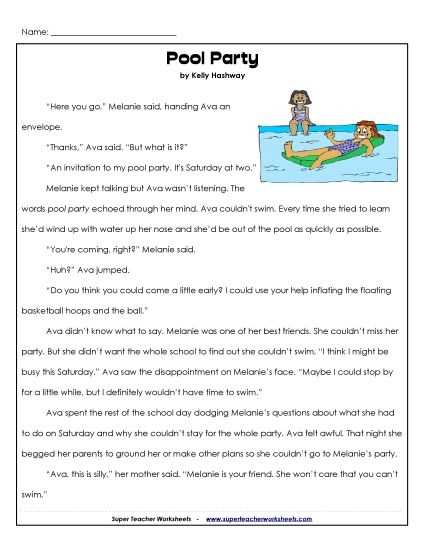 3rd reading comprehension worksheets