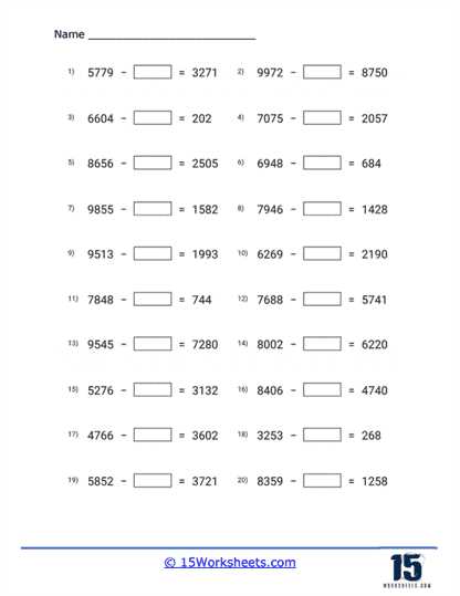 4 digit addition and subtraction worksheet