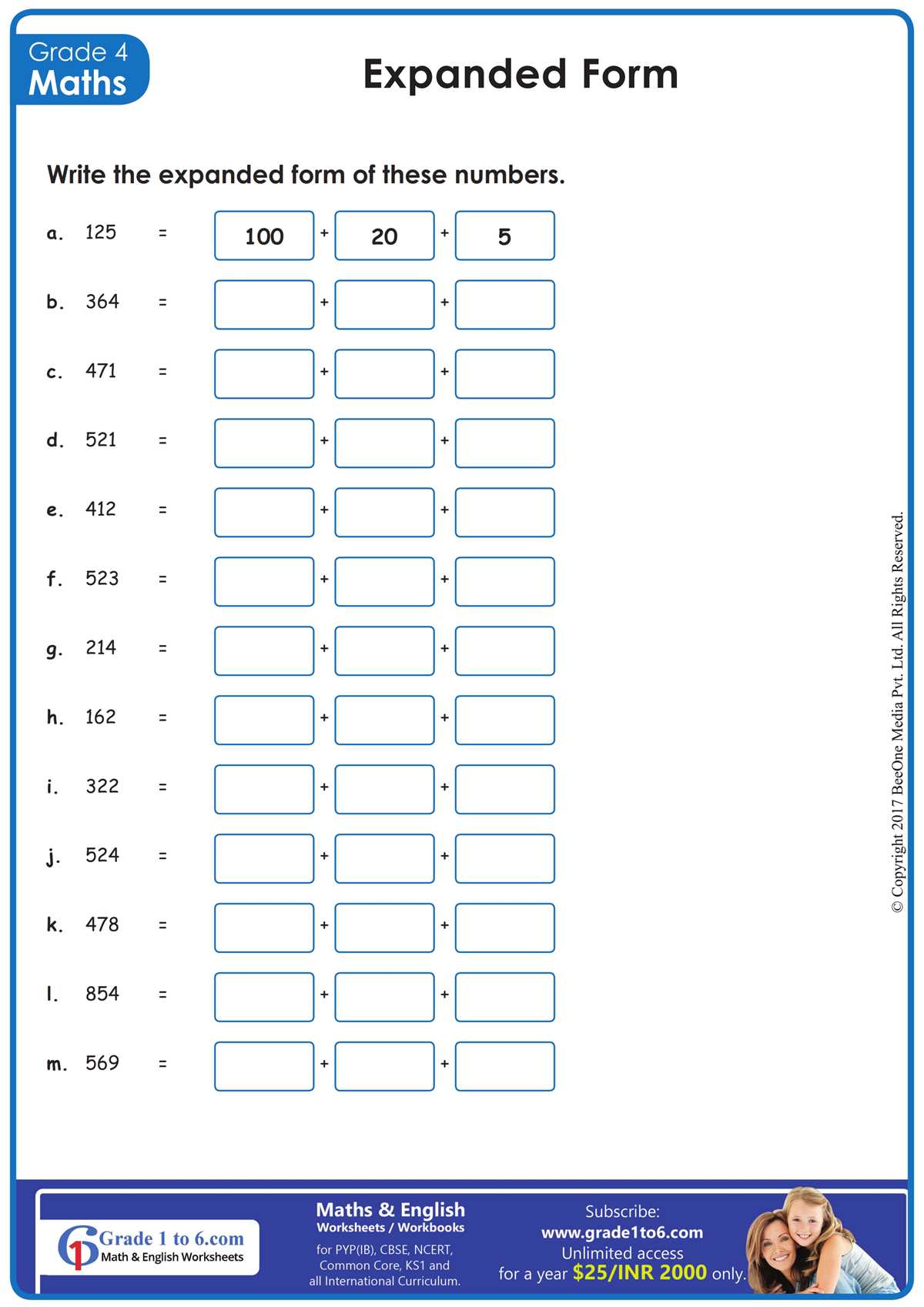 4 digit numbers expanded form worksheet