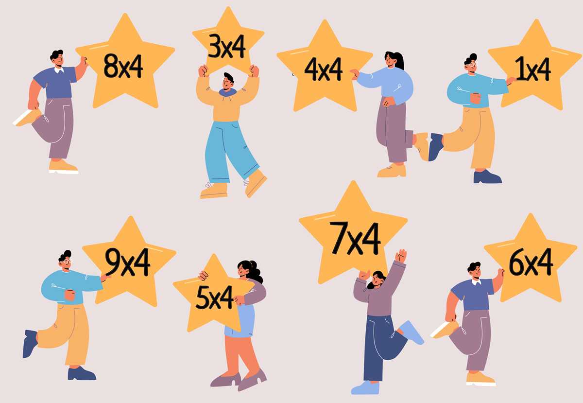 4 times multiplication worksheets
