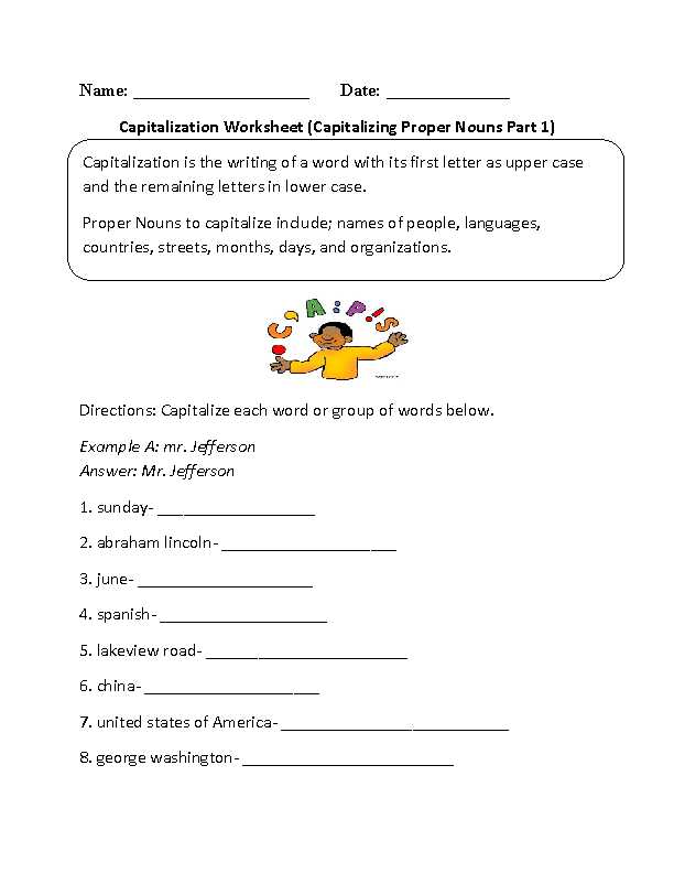 4th grade capitalization worksheets