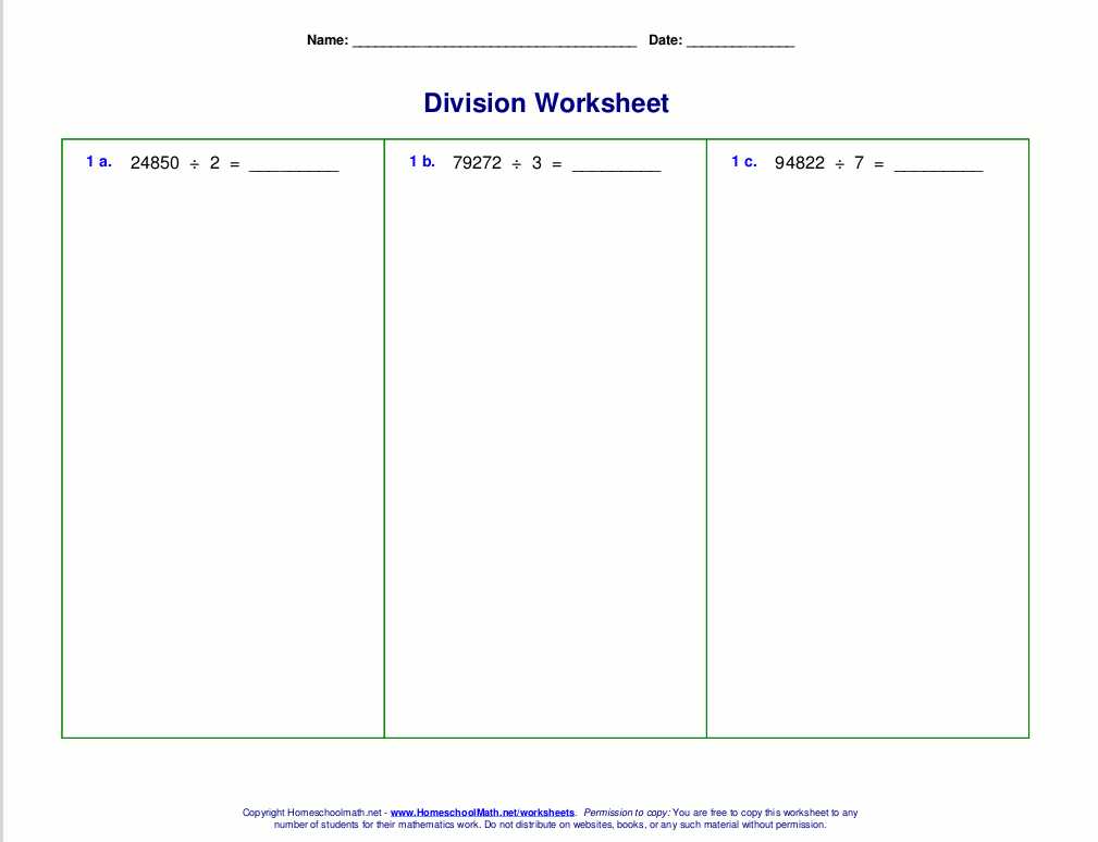 4th grade division worksheets no remainders