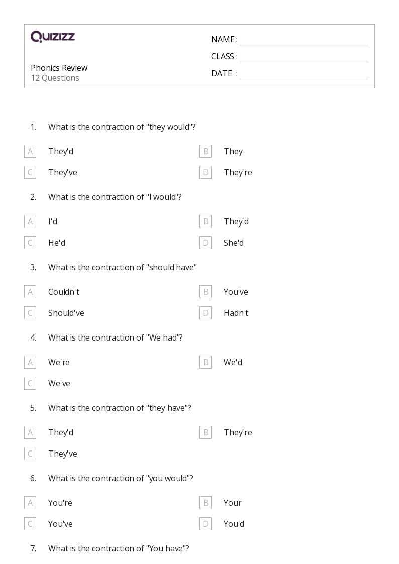 4th grade phonics worksheets