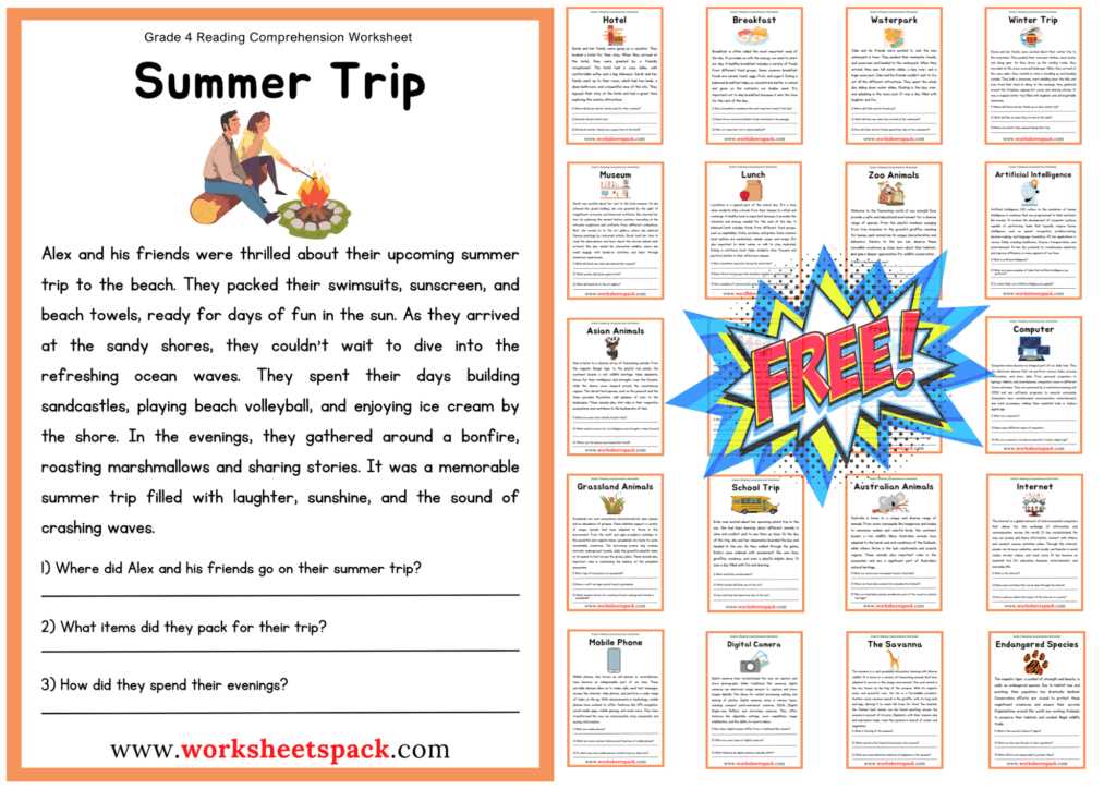 4th grade comprehension worksheets
