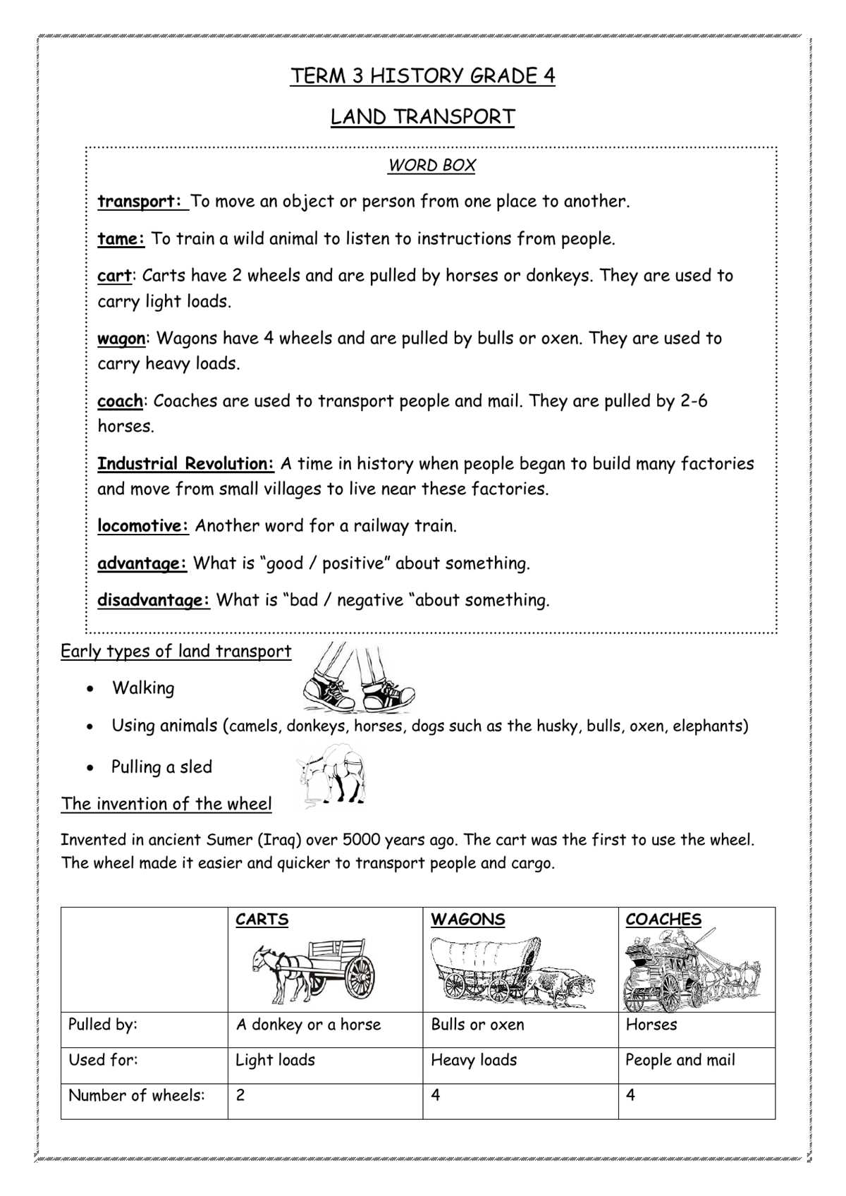 4th grade history worksheets