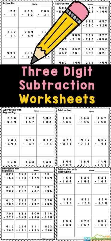 4th grade math worksheets subtraction
