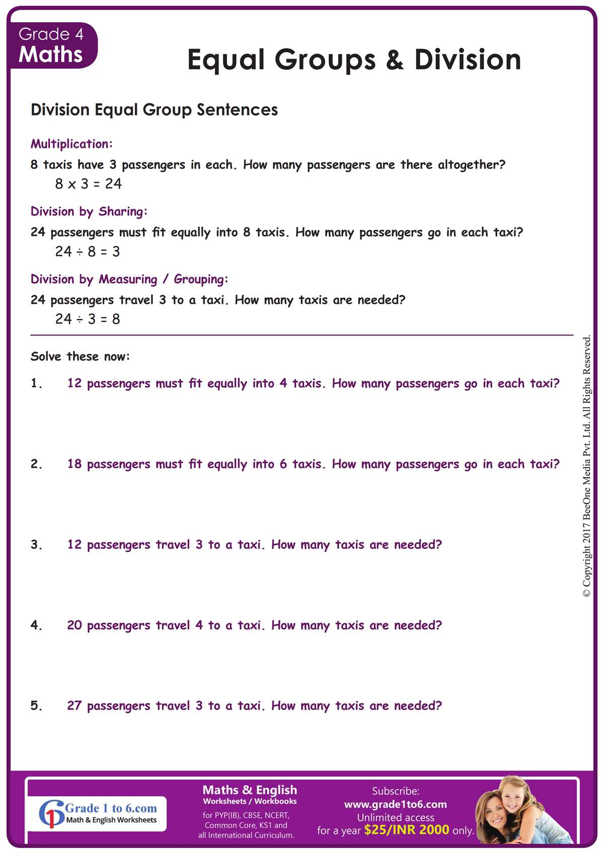 4th grade math worksheets word problems