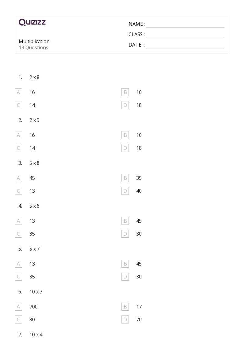 4th grade printable multiplication worksheets