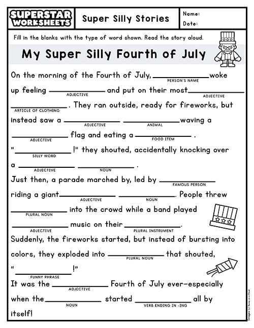 4th of july worksheets for kindergarten