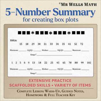 5 number summary worksheet