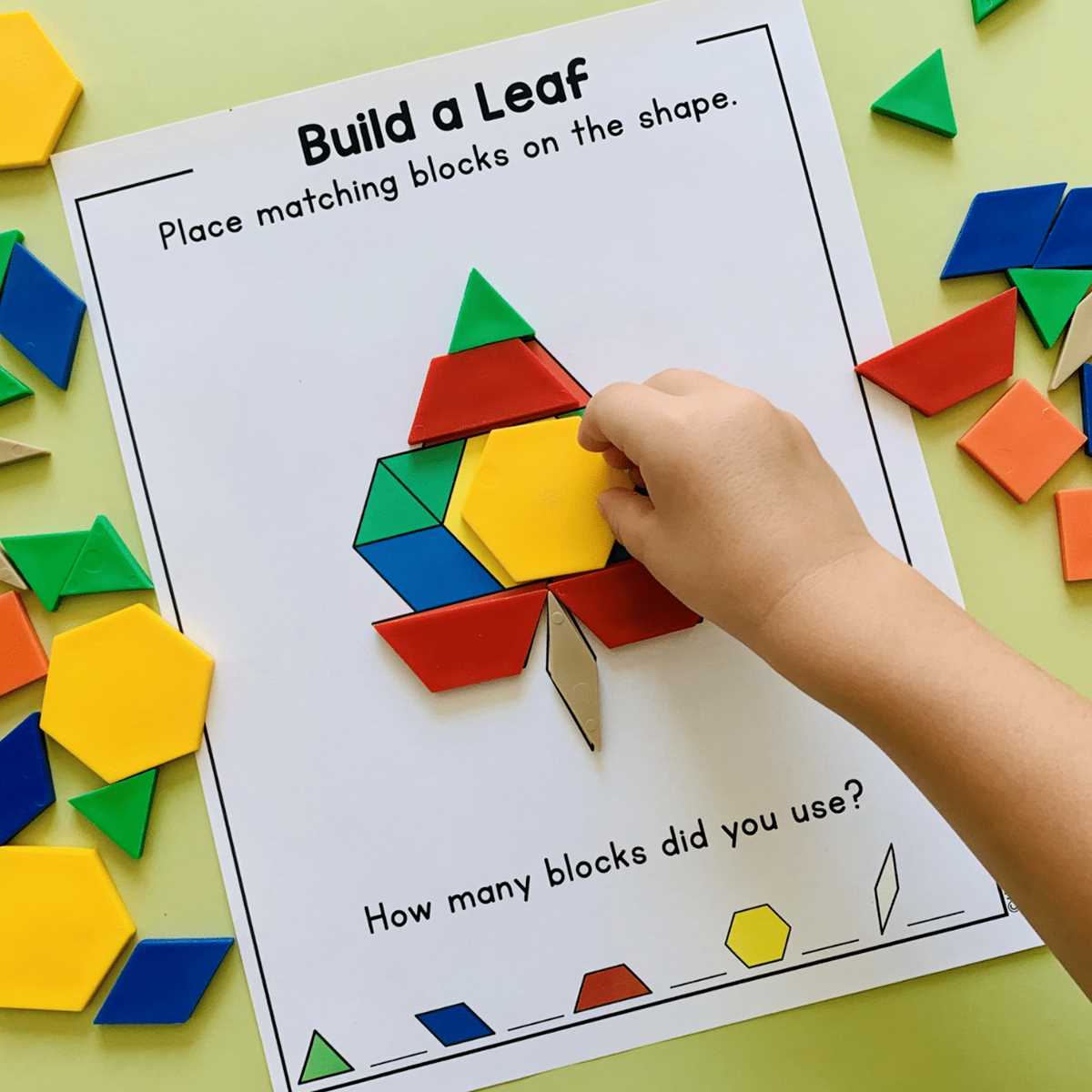 5 pattern blocks to make a rectangle worksheets