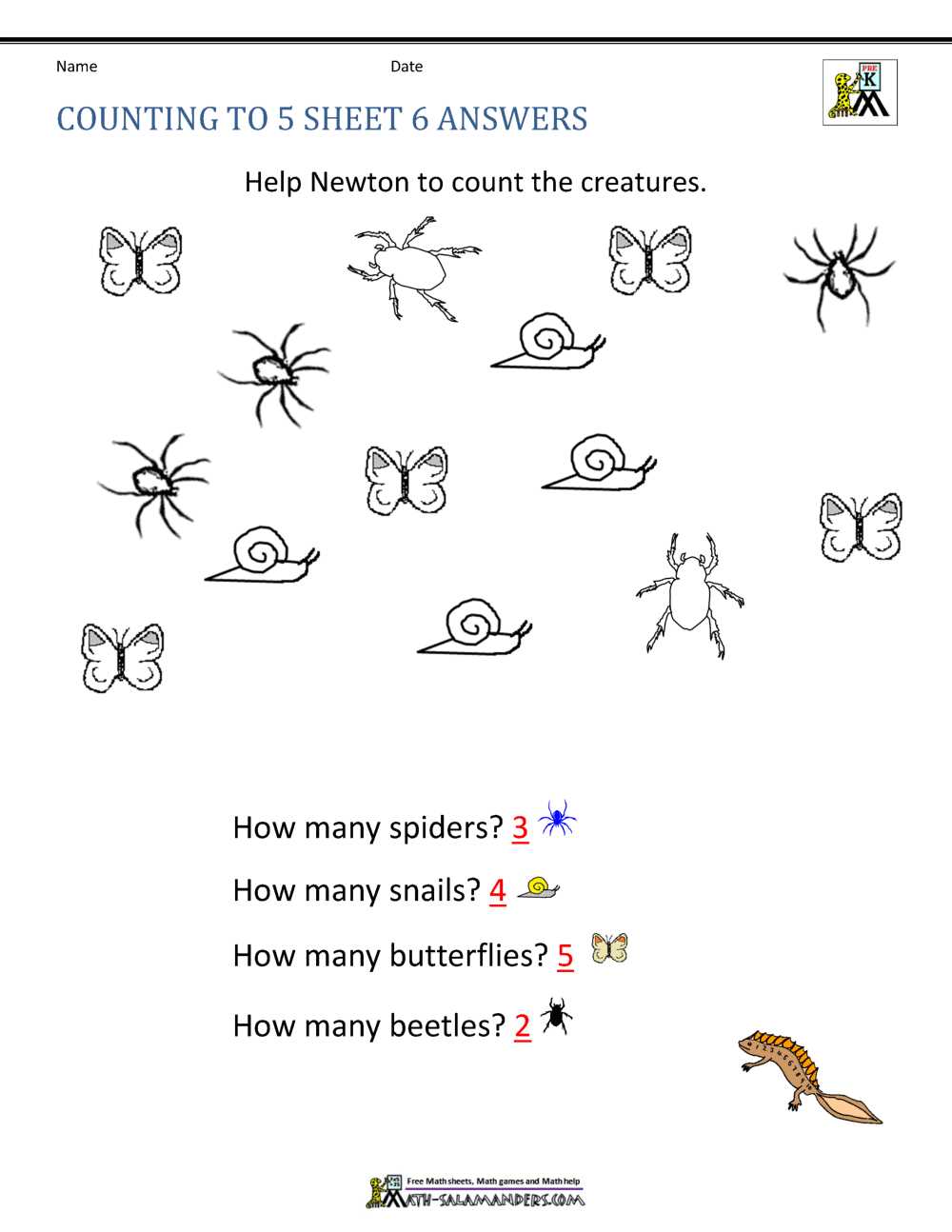 5 years worksheet