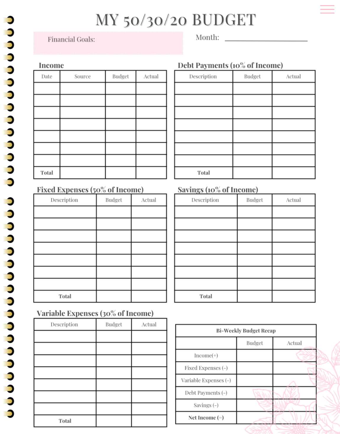 50 30 20 budget worksheet