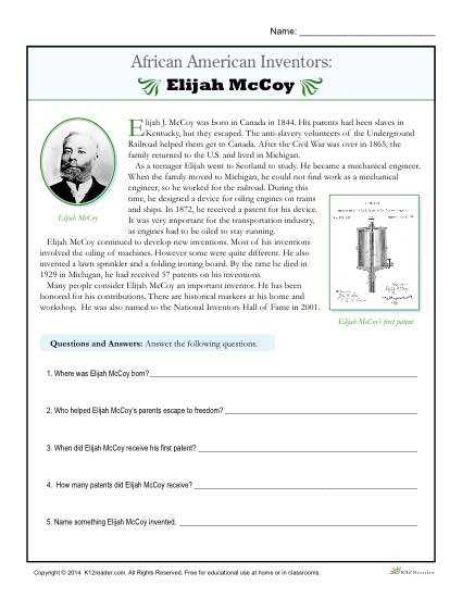 5th grade black history worksheets