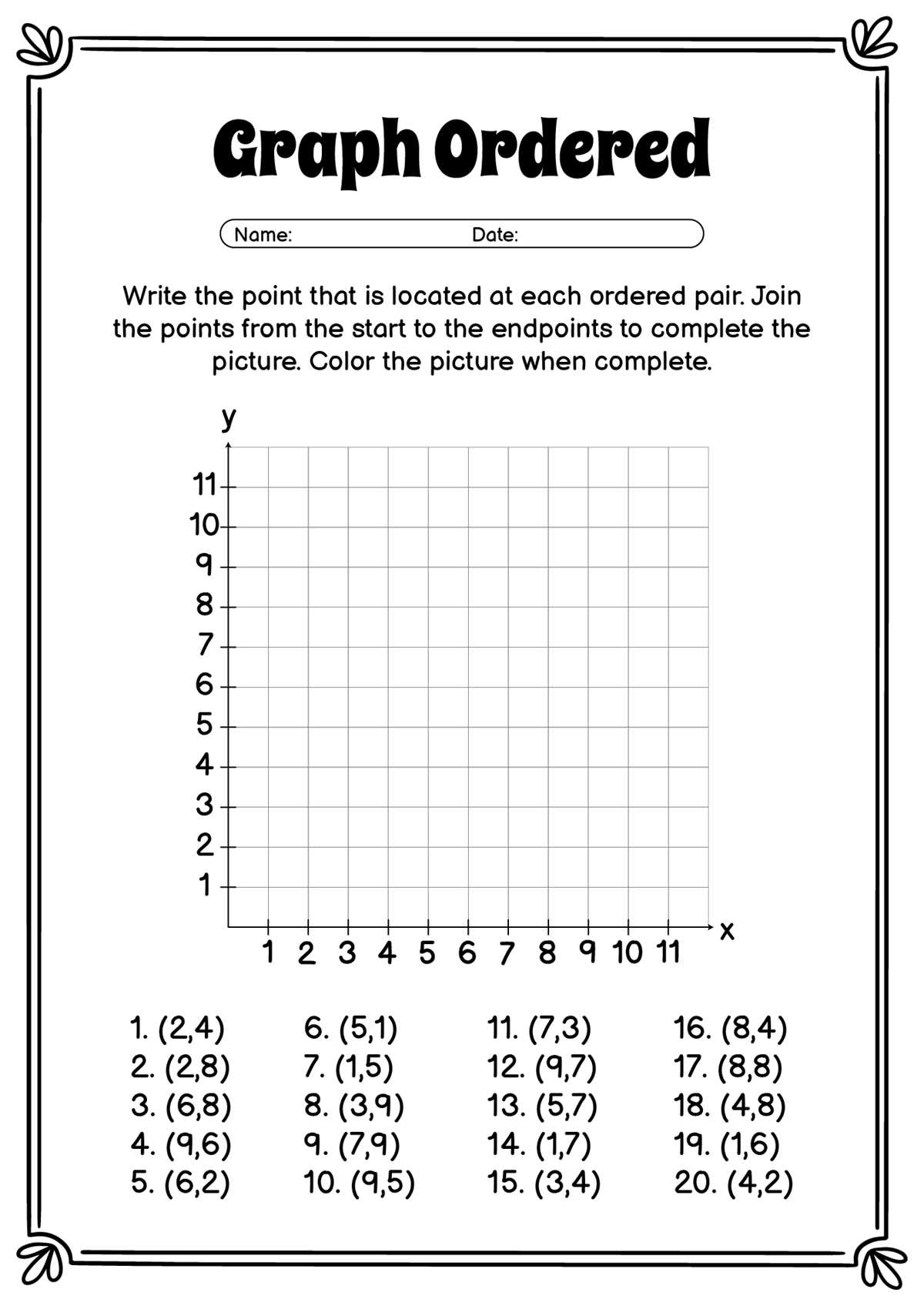 5th grade ordered pairs worksheet