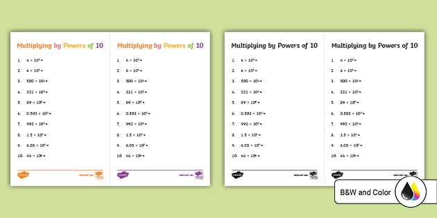 5th grade powers of 10 worksheets