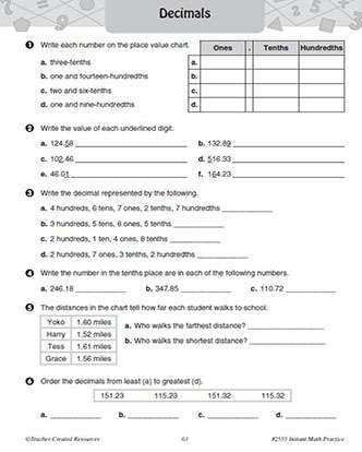 5th grade practice worksheets